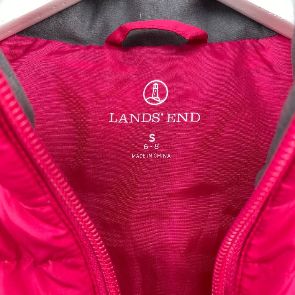 Lands End Down filled puffer vest size small 6-8 Dark pink quilted hiking outdoo - Picture 3 of 5